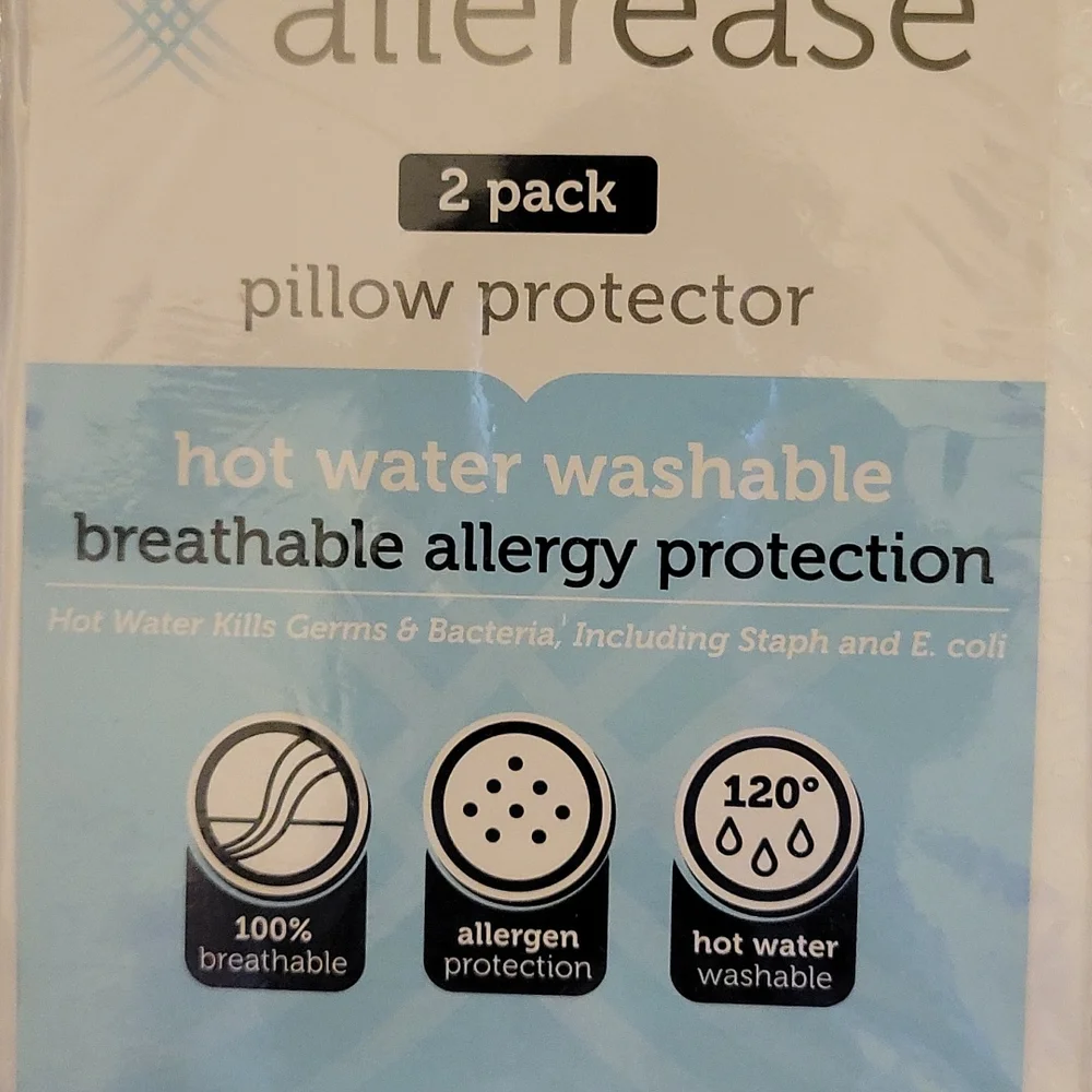 Allerease King Size 2 pk pillow protector white Breathable allergy protect New … - Picture 2 of 6